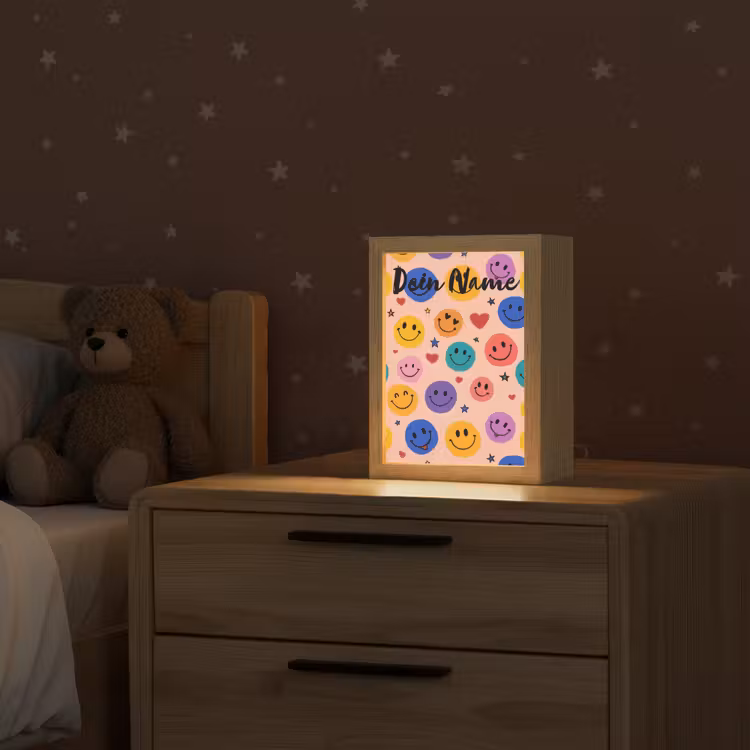 Smileys - Kleurrijk - Hartjes Light Box met kabel (Kinderlampje) klein -sfeer1_kind