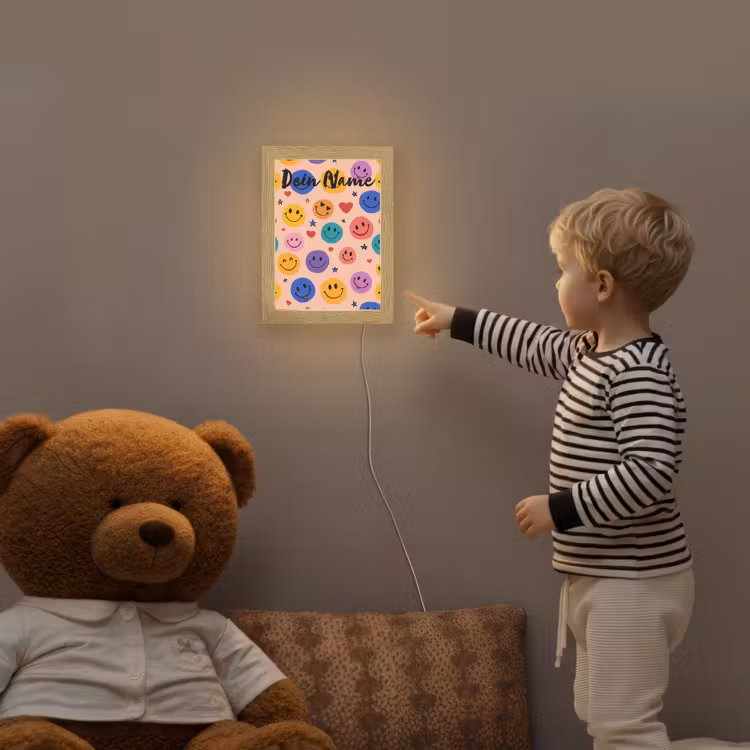 Smileys - Kleurrijk - Hartjes Light Box met kabel (Kinderlampje) klein -sfeer4a_kind