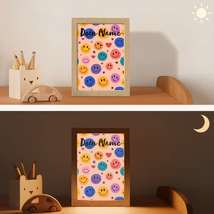 Smileys - Kleurrijk - Hartjes Light Box met kabel (Kinderlampje) klein -sfeer3_kind