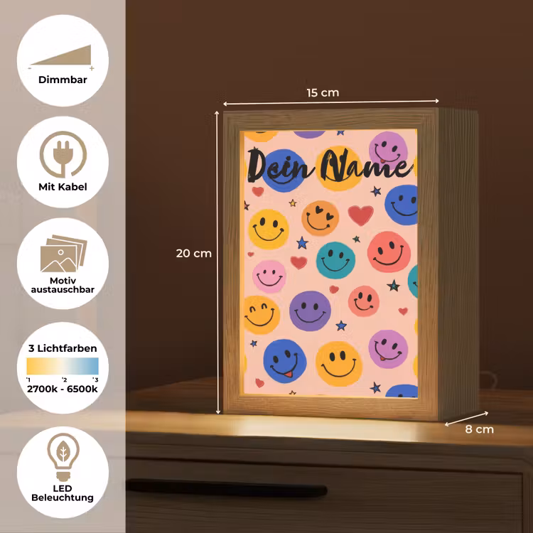Smileys - Kleurrijk - Hartjes Light Box met kabel (Kinderlampje) klein -USP_websiteoverzichtDE