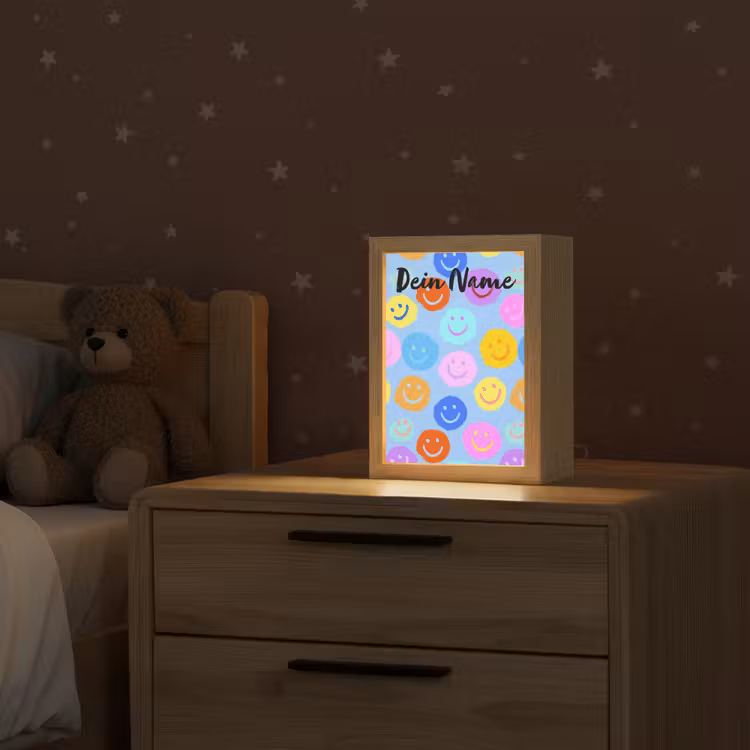 Smileys - Kleurrijk - Grappig Light Box met kabel (Kinderlampje) klein -sfeer1_kind