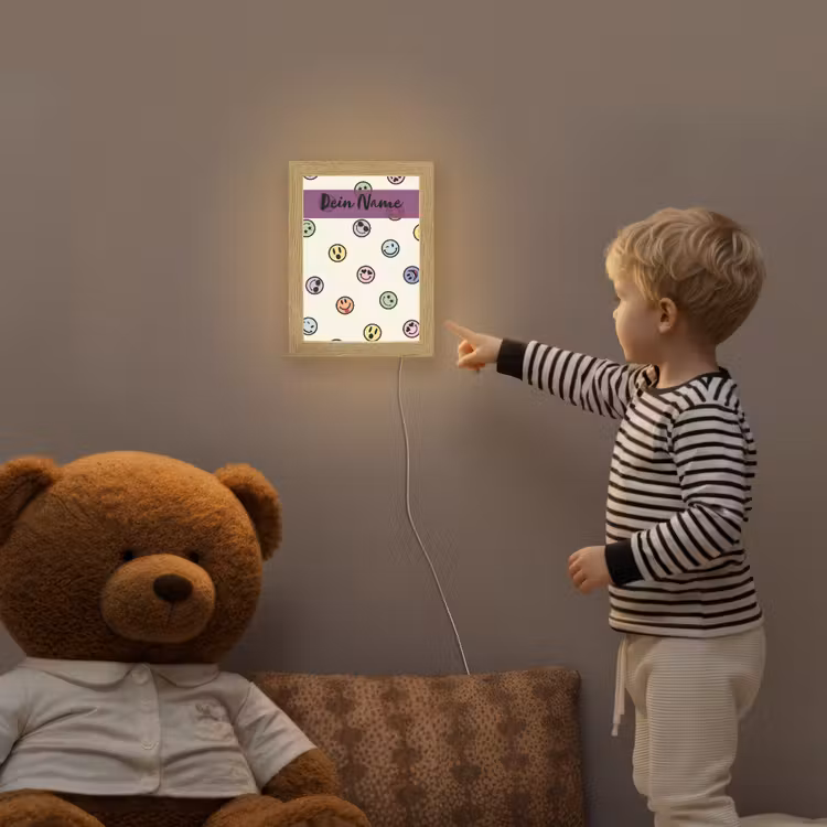 Smileys - Kleurrijk - Grappig Light Box met kabel (Kinderlampje) klein -sfeer4a_kind