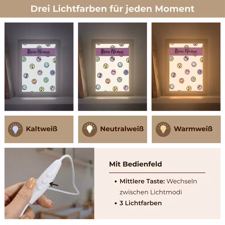 Smileys - Kleurrijk - Grappig Light Box met kabel (Kinderlampje) klein -USP_lichtkleurDE