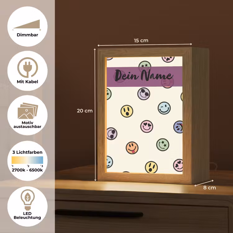 Smileys - Kleurrijk - Grappig Light Box met kabel (Kinderlampje) klein -USP_websiteoverzichtDE