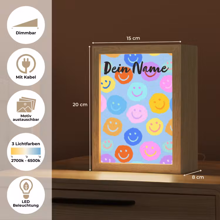 Smileys - Kleurrijk - Grappig Light Box met kabel (Kinderlampje) klein -USP_websiteoverzichtDE