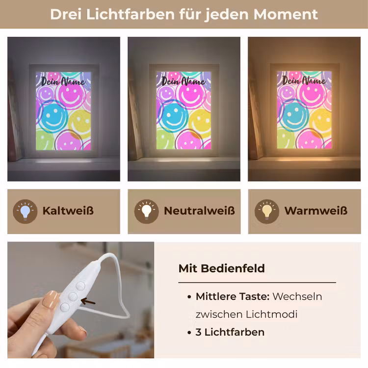 Smileys - Kleurrijk - Neon Light Box met kabel (Kinderlampje) klein -USP_lichtkleurDE