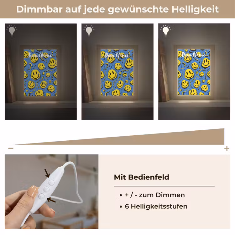 Smileys - Geel - Blauw Light Box met kabel (Kinderlampje) klein -USP_dimbaarDE