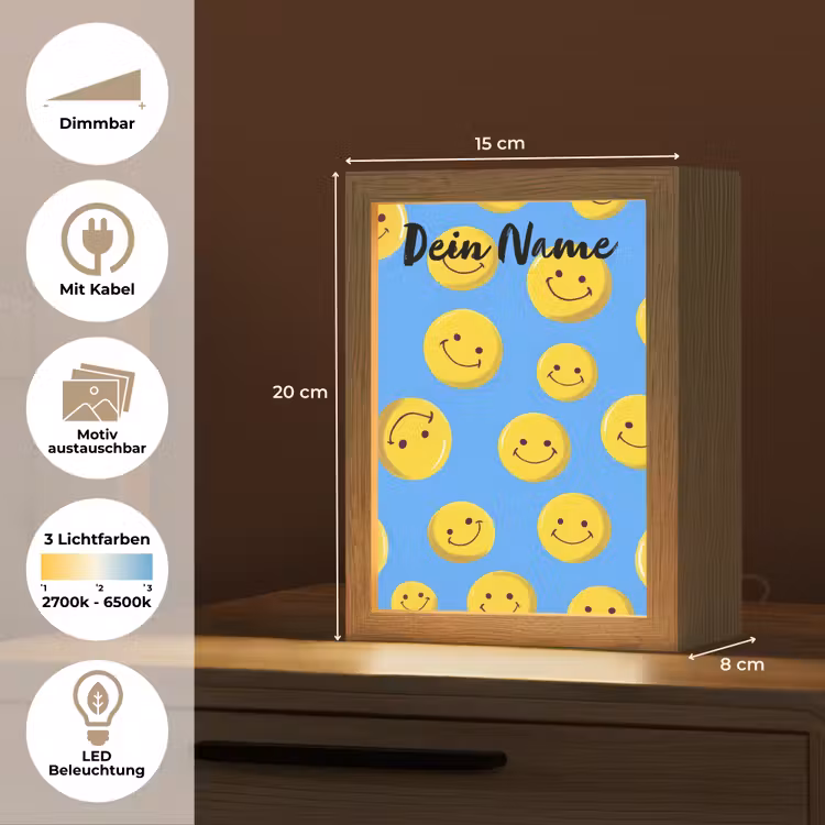 Smileys - Geel - Blauw Light Box met kabel (Kinderlampje) klein -USP_websiteoverzichtDE