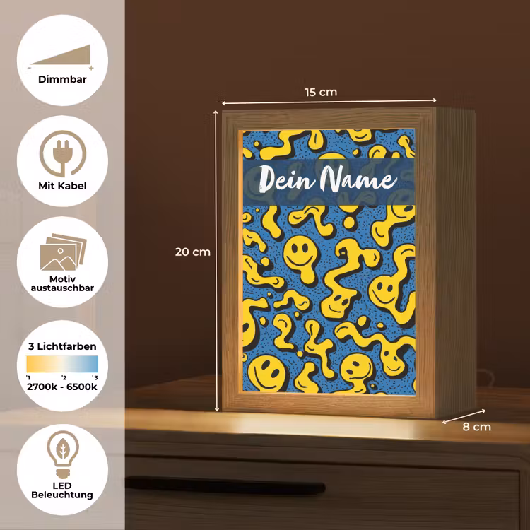 Smileys - Geel - Blauw Light Box met kabel (Kinderlampje) klein -USP_websiteoverzichtDE