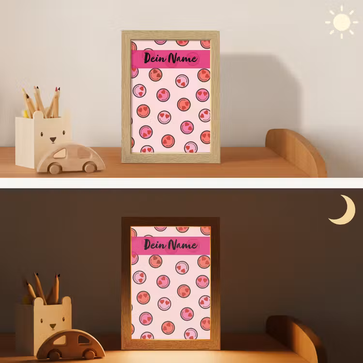 Smileys - Hartjes - Roze Light Box met kabel (Kinderlampje) klein -sfeer3_kind