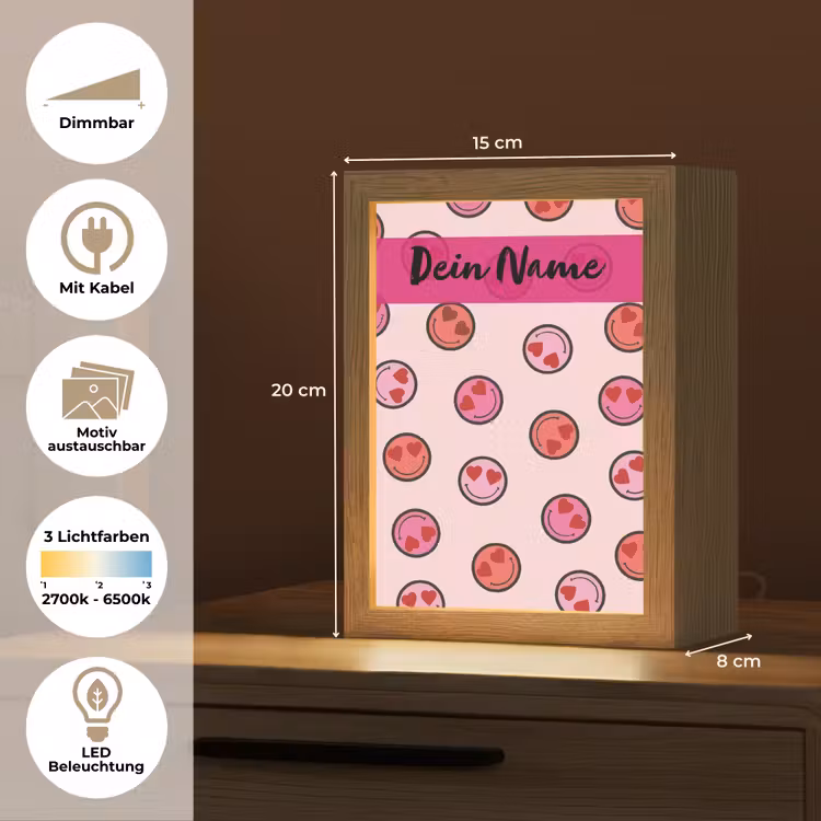 Smileys - Hartjes - Roze Light Box met kabel (Kinderlampje) klein -USP_websiteoverzichtDE