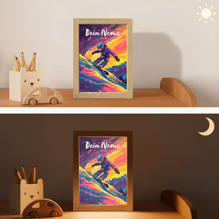 Snowboarden - Sneeuw - Kleurrijk Light Box met kabel (Kinderlampje) klein -sfeer3_kind