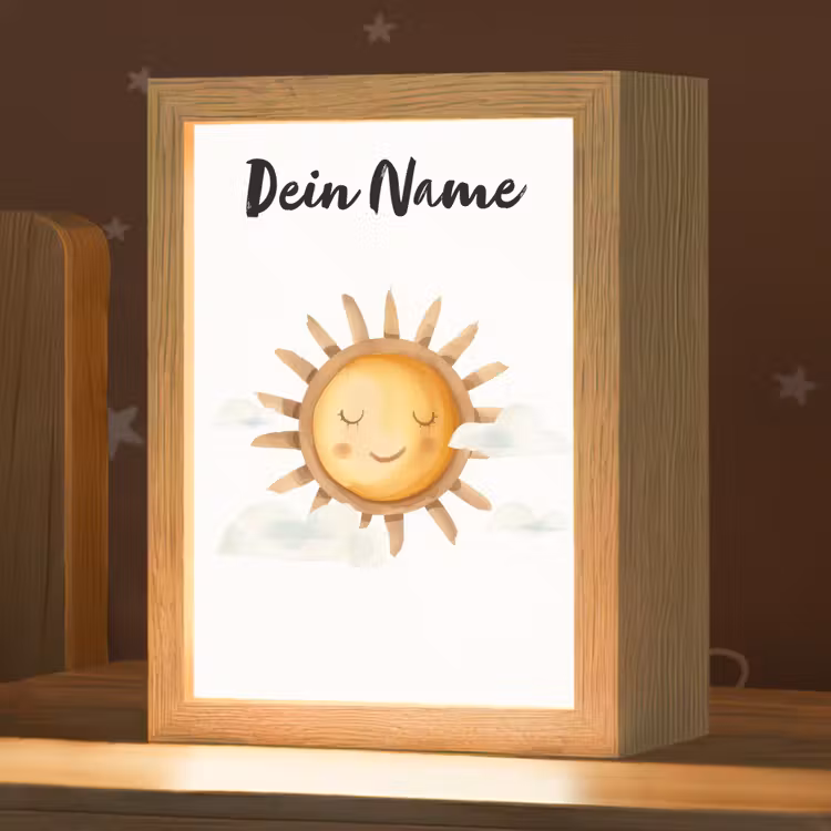 Zon - Wolken - Pastel kleuren Light Box met kabel (Kinderlampje) klein -zzz_3d_website