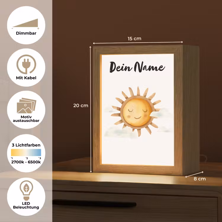 Zon - Wolken - Pastel kleuren Light Box met kabel (Kinderlampje) klein -USP_websiteoverzichtDE