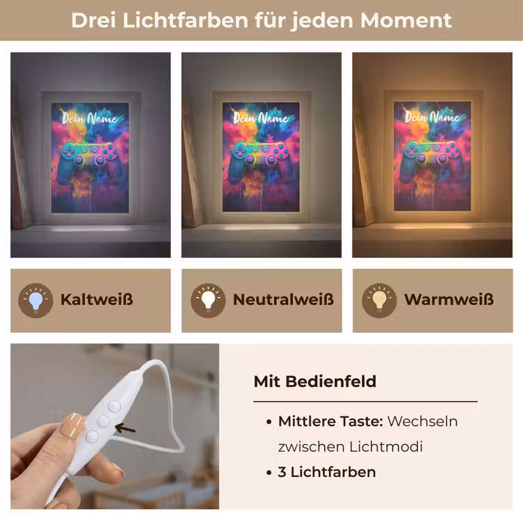 Game - Controller - Kleurrijk - Explosie Light Box met kabel (Kinderlampje) klein -USP_lichtkleurDE