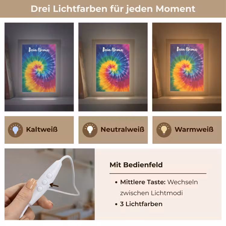 Spiraal - Regenboog - Kleurrijk Light Box met kabel (Kinderlampje) klein -USP_lichtkleurDE