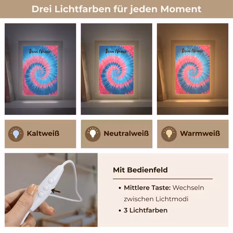 Spiraal - Roze - Blauw Light Box met kabel (Kinderlampje) klein -USP_lichtkleurDE