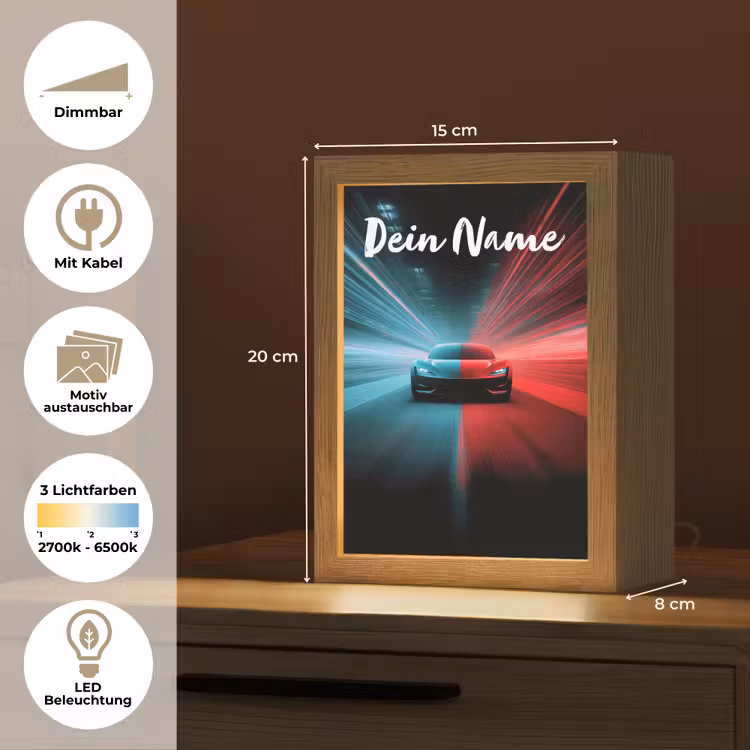 Sportauto - Blauw - Neon - Stad Light Box met kabel (Kinderlampje) klein -USP_websiteoverzichtDE