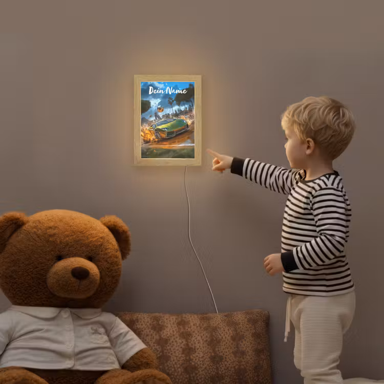 Sportwagen - Groen - Voetbal Light Box met kabel (Kinderlampje) klein -sfeer4a_kind