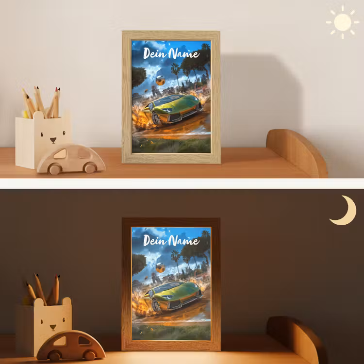 Sportwagen - Groen - Voetbal Light Box met kabel (Kinderlampje) klein -sfeer3_kind