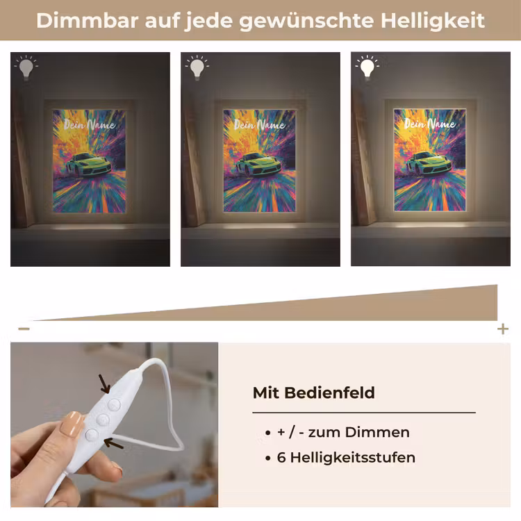 Sportauto - Groen - Verfstrepen - Kleuren Light Box met kabel (Kinderlampje) klein -USP_dimbaarDE