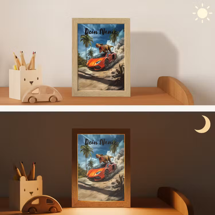 Sportauto - Rood - Dino Light Box met kabel (Kinderlampje) klein -sfeer3_kind