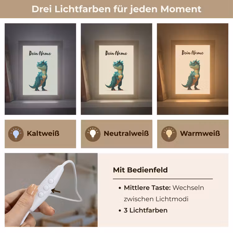 Stekels - Dino - Blauw - Gespierd Light Box met kabel (Kinderlampje) klein -USP_lichtkleurDE