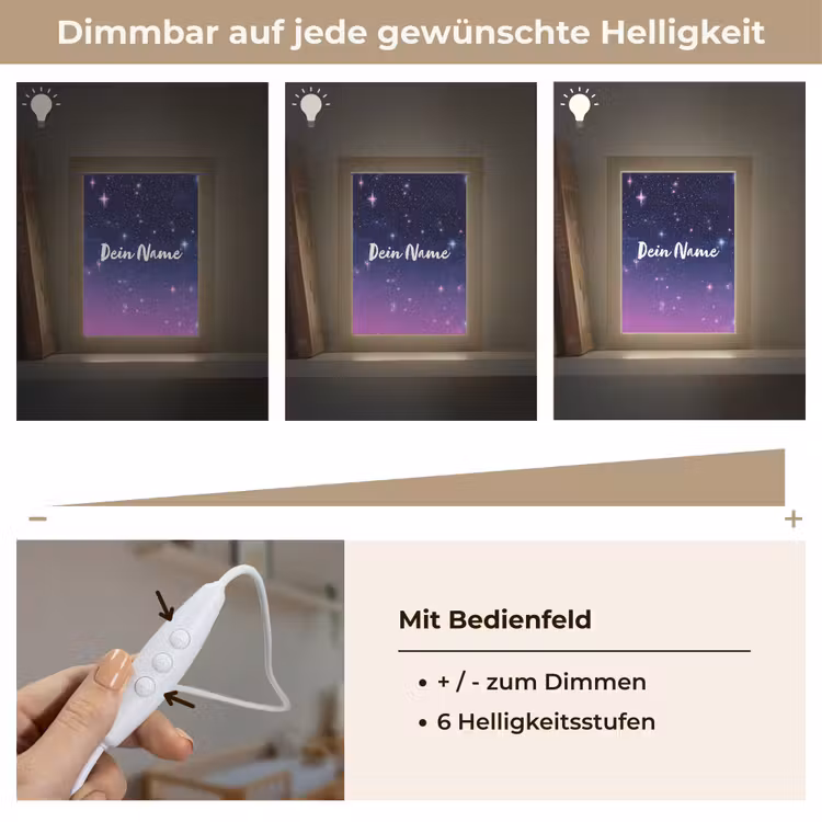 Sterren - Galaxy - Blauw - Roze Light Box met kabel (Kinderlampje) klein -USP_dimbaarDE