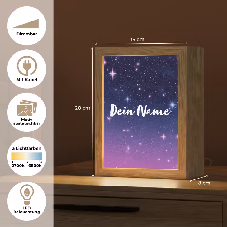 Sterren - Galaxy - Blauw - Roze Light Box met kabel (Kinderlampje) klein -USP_websiteoverzichtDE