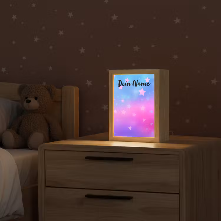 Sterren - Roze - Blauw Light Box met kabel (Kinderlampje) klein -sfeer1_kind