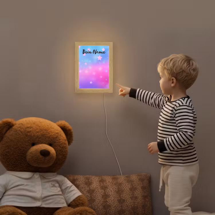 Sterren - Roze - Blauw Light Box met kabel (Kinderlampje) klein -sfeer4a_kind
