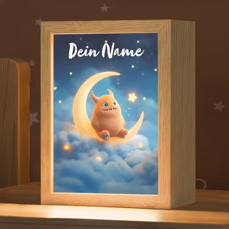 Knuffel - Monster - Maan - Wolken Light Box met kabel (Kinderlampje) klein -zzz_3d_website