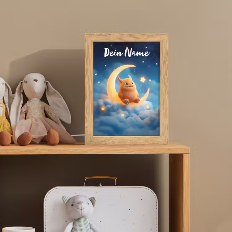 Knuffel - Monster - Maan - Wolken Light Box met kabel (Kinderlampje) klein -sfeer2_kind