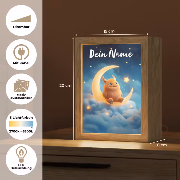 Knuffel - Monster - Maan - Wolken Light Box met kabel (Kinderlampje) klein -USP_websiteoverzichtDE
