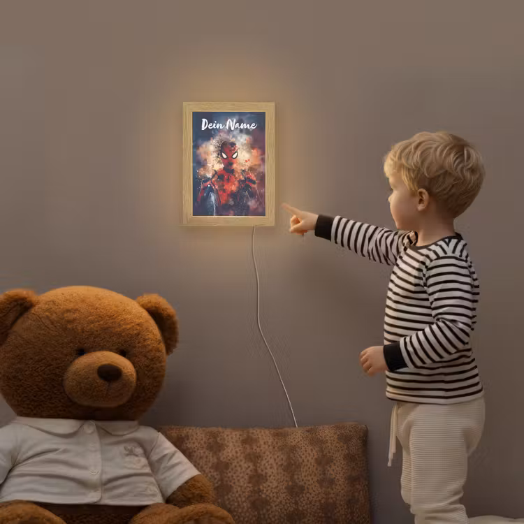 Superheld - Jongens - Rook - Kleuren Light Box met kabel (Kinderlampje) klein -sfeer4a_kind