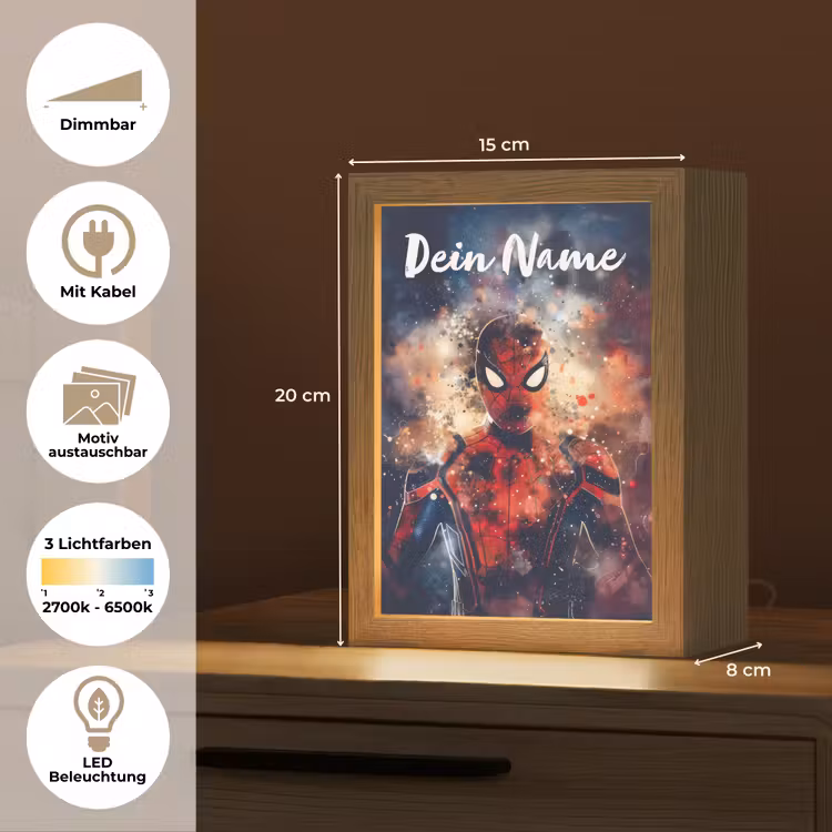 Superheld - Jongens - Rook - Kleuren Light Box met kabel (Kinderlampje) klein -USP_websiteoverzichtDE