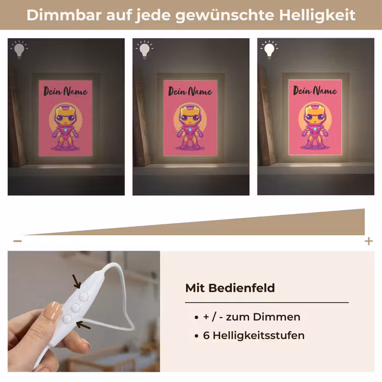 Superheld - Jongens - Rood - Paars Light Box met kabel (Kinderlampje) klein -USP_dimbaarDE
