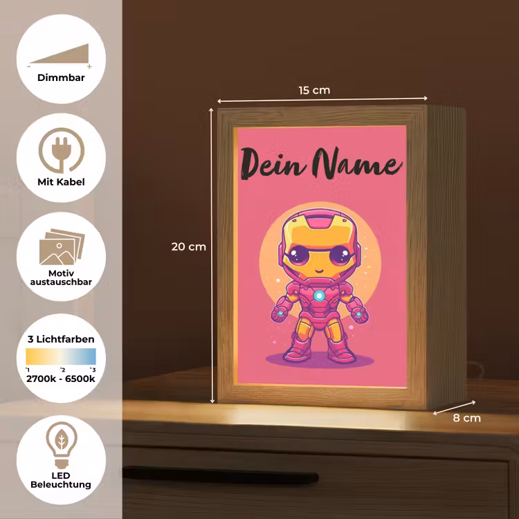 Superheld - Jongens - Rood - Paars Light Box met kabel (Kinderlampje) klein -USP_websiteoverzichtDE