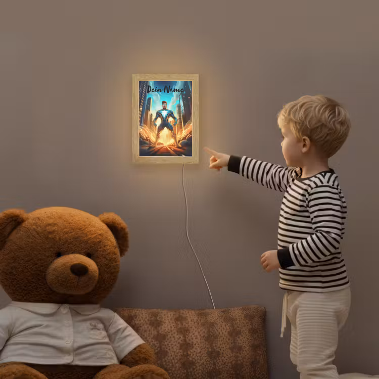 Superhelden - Kinderen - Jongens Light Box met kabel (Kinderlampje) klein -sfeer4a_kind