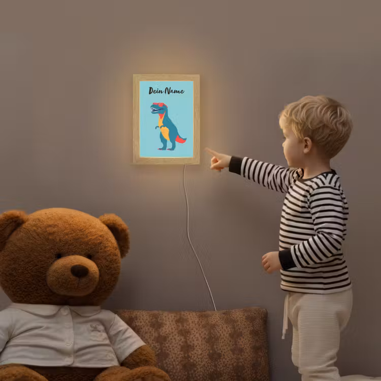 T-Rex - Zonnebril - Blauw - Glimlach Light Box met kabel (Kinderlampje) klein -sfeer4a_kind