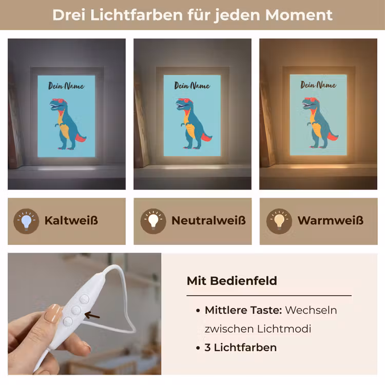 T-Rex - Zonnebril - Blauw - Glimlach Light Box met kabel (Kinderlampje) klein -USP_lichtkleurDE