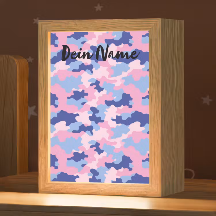 Camouflage - Roze - Blauw Light Box met kabel (Kinderlampje) klein -zzz_3d_website
