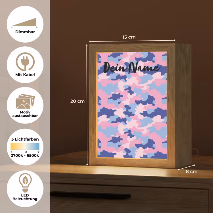 Camouflage - Roze - Blauw Light Box met kabel (Kinderlampje) klein -USP_websiteoverzichtDE