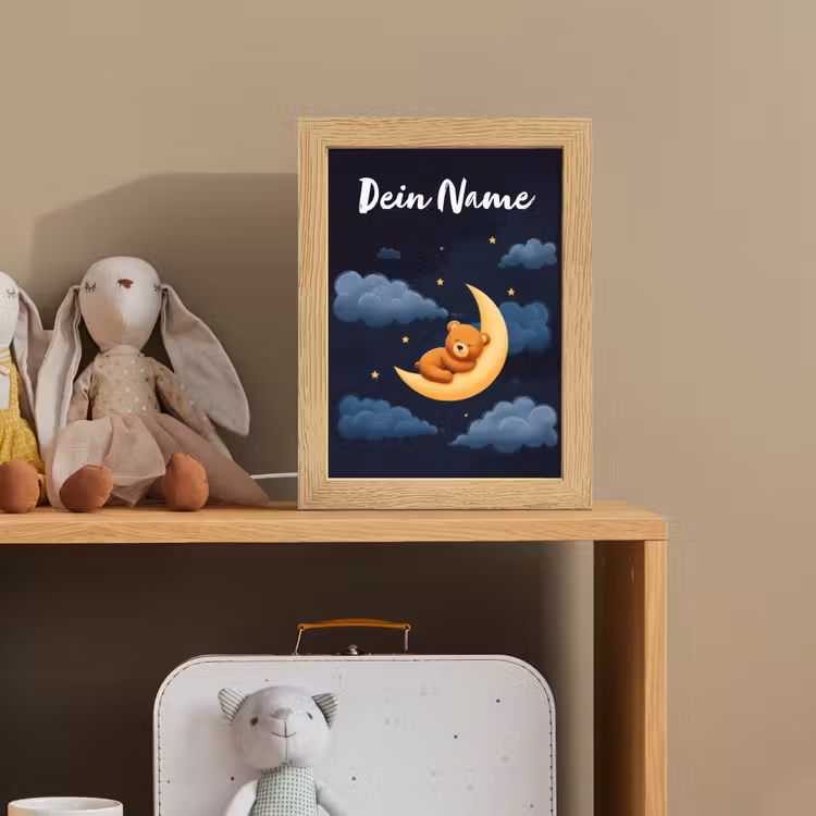 Teddybeer - Maan - Wolken - Sterren Light Box met kabel (Kinderlampje) klein -sfeer2_kind