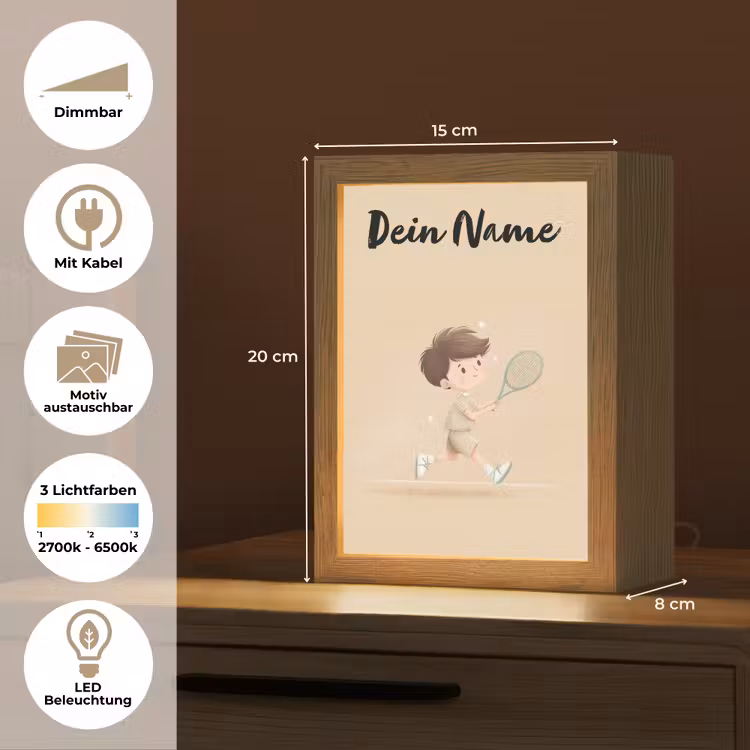 Tennis - Jongen - Sterretjes - Sportkleding Light Box met kabel (Kinderlampje) klein -USP_websiteoverzichtDE