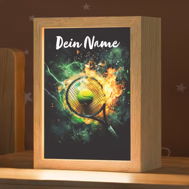 Tennis - Racket - Vuur - Groen Light Box met kabel (Kinderlampje) klein -zzz_3d_website