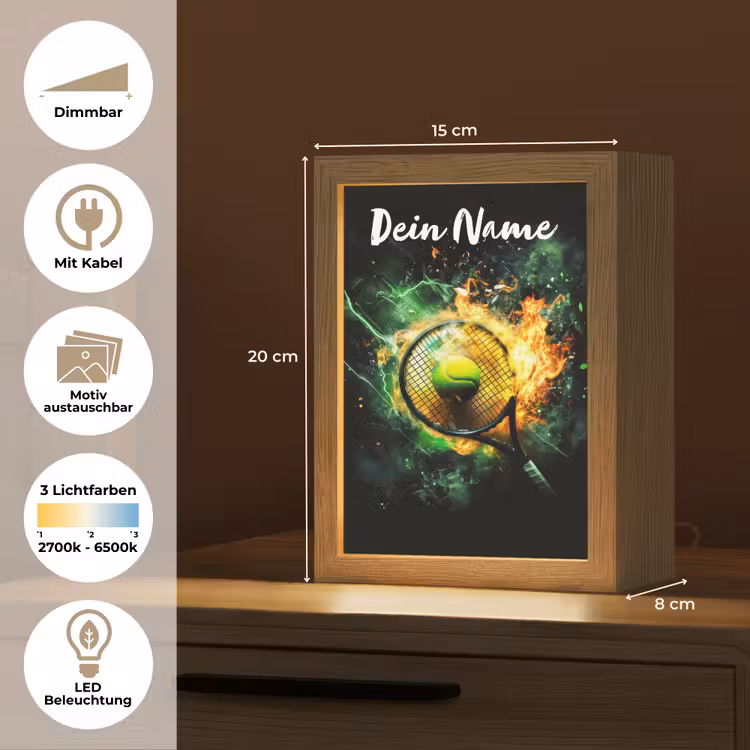 Tennis - Racket - Vuur - Groen Light Box met kabel (Kinderlampje) klein -USP_websiteoverzichtDE