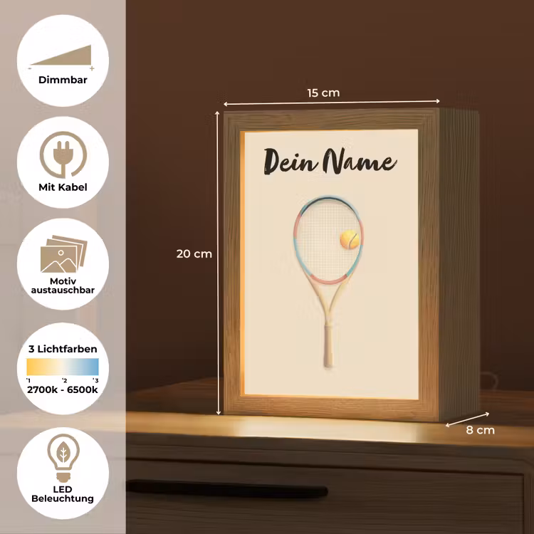 Tennisracket - Bal - Beige Light Box met kabel (Kinderlampje) klein -USP_websiteoverzichtDE