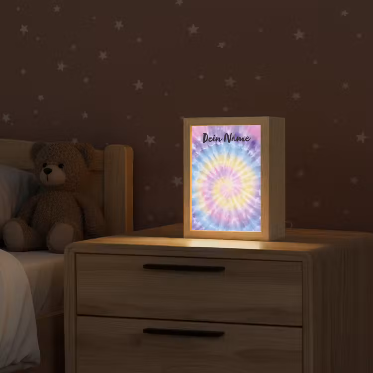 Tie Dye - Klassiek - Pasteltinten Light Box met kabel (Kinderlampje) klein -sfeer1_kind