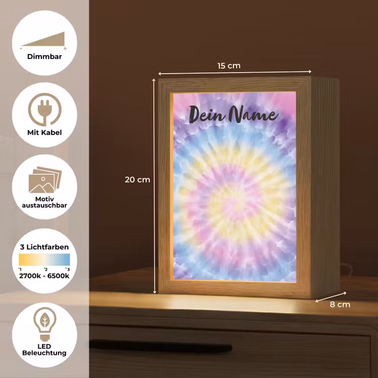 Tie Dye - Klassiek - Pasteltinten Light Box met kabel (Kinderlampje) klein -USP_websiteoverzichtDE
